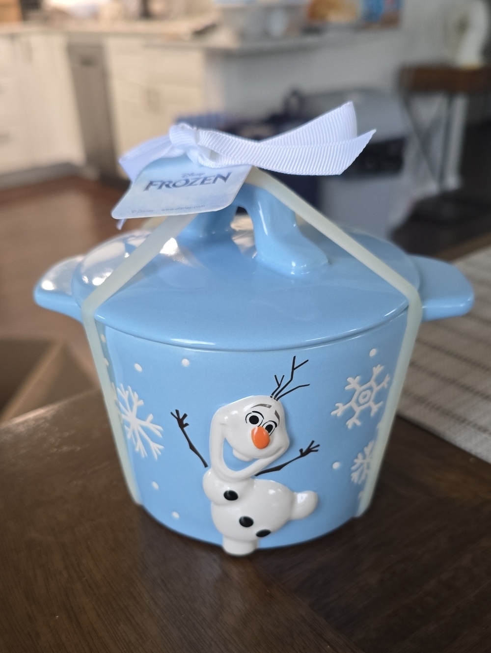 Disney Frozen Olaf Blue Ceramic Treat Jar with Lid
